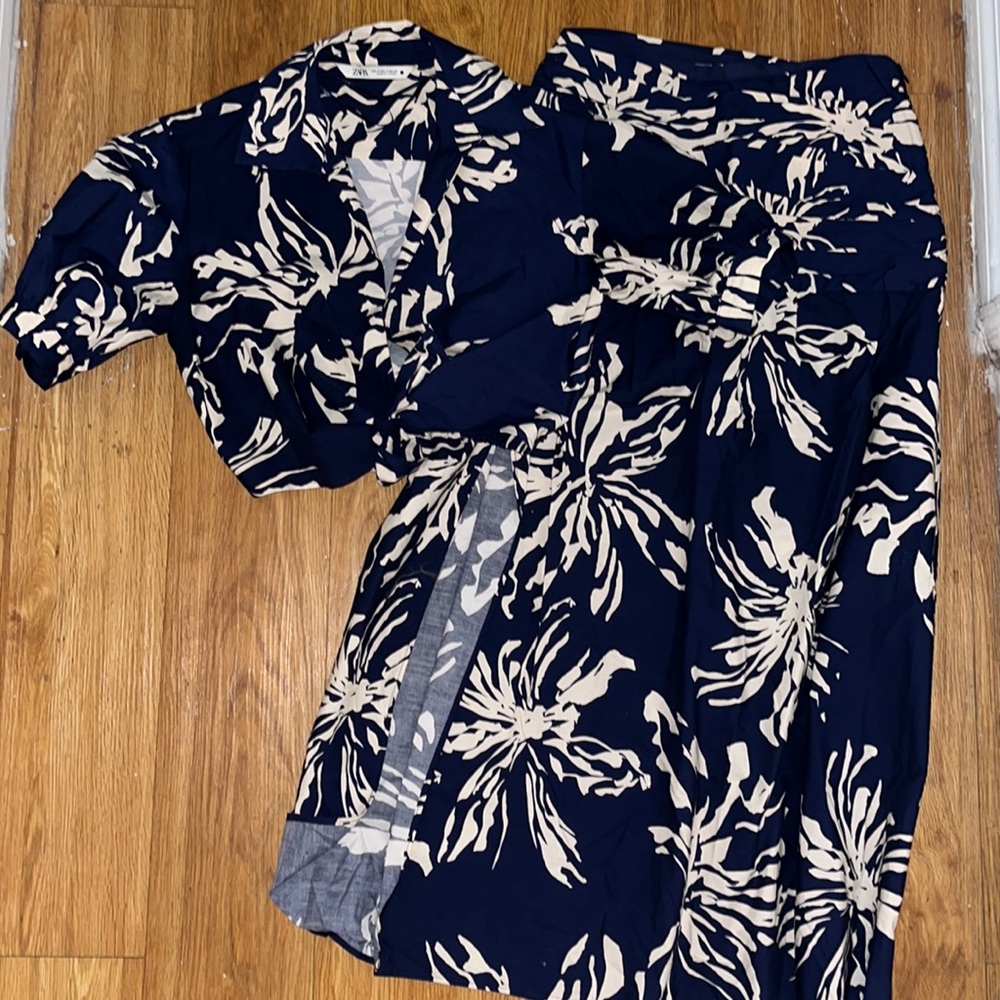 Zara two piece floral skirt set